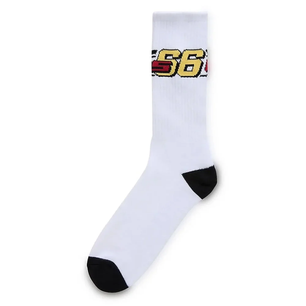 Vans Crew Socks Mens 6.5-9 Off The Wall White Yellow 2K Bar Logo 66 White